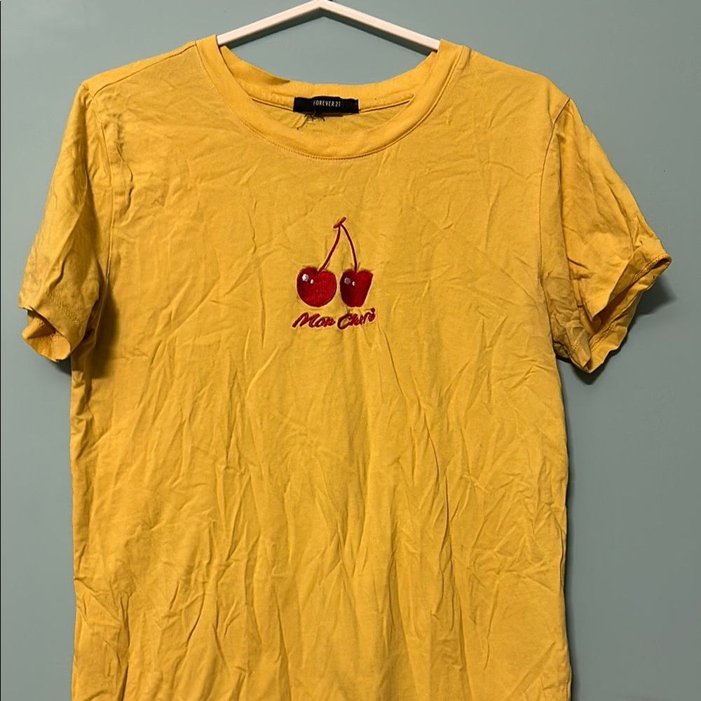Mon Cheri Red Cherry Embroidered Tee